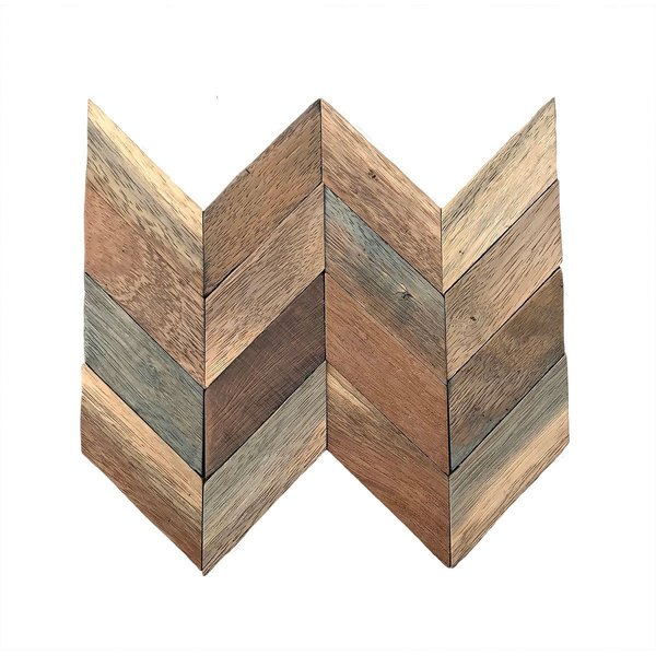 Ekena Millwork Chevron Boat Wood Mosaic Wall Tile, Natural Finish, 11 7/8"W x 11 7/8"H x 3/8"P WPW12X12CVMENA